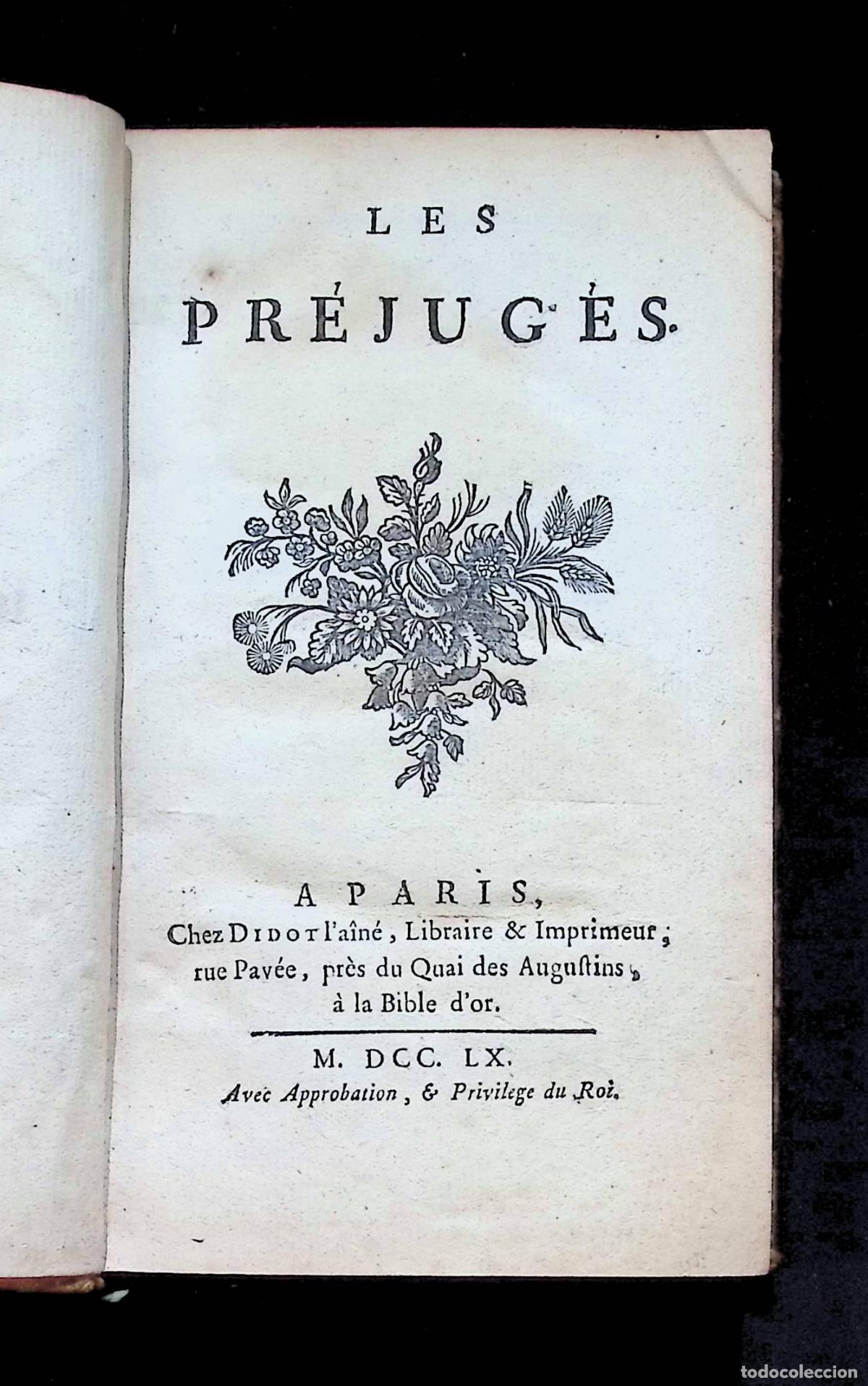 Libros antiguos: LES PR&Eacute;JUG&Eacute;S. - [JACQUIN, Armand-Pierre.] - PARIS, 1760.