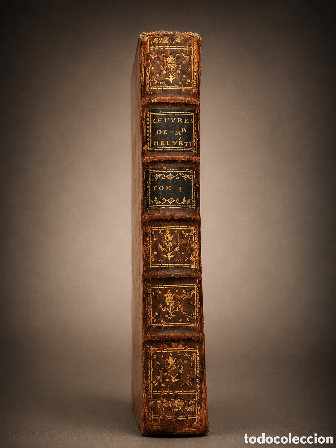 Libros antiguos: Magn&iacute;fico ejemplar de &OElig;uvres Compl&egrave;tes de M. Helv&eacute;tius, Tomo I,Londres en 1777 exlibris principesco