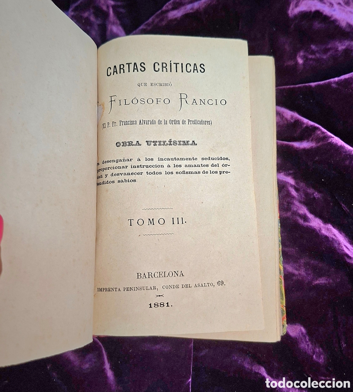 Libros antiguos: Libro antiguo &ldquo;Cartas Cr&iacute;ticas Fil&oacute;sofo Rancio, 1881&rdquo;
