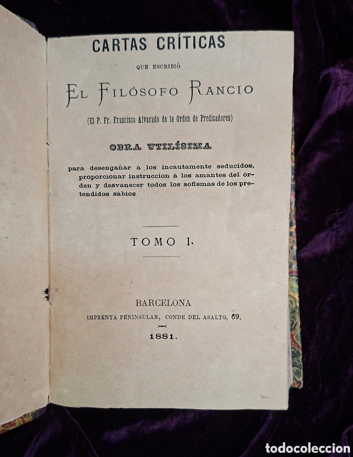 Libros antiguos: Libro antiguo &ldquo;Cartas Cr&iacute;ticas &ndash; Fil&oacute;sofo Rancio, Tomo I (1881)&rdquo;