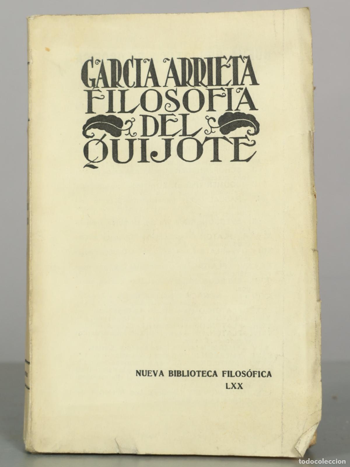 Libros antiguos: Filosof&iacute;a del Quijote - Garc&iacute;a Arrieta - Espasa-Calpe