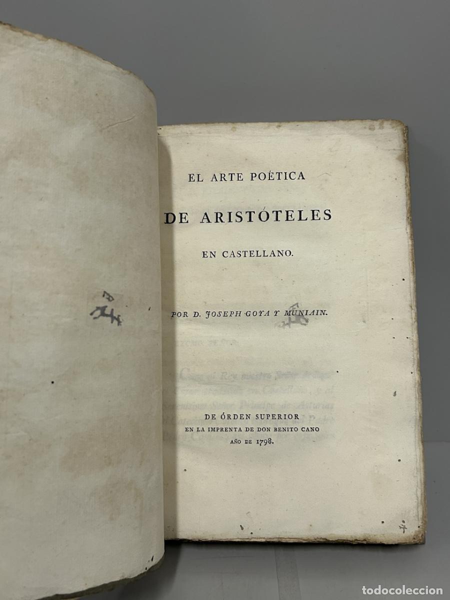 Libros antiguos: El arte po&eacute;tica de Arist&oacute;teles en castellano. Goya y Munia&iacute;n, Joseph - Arist&oacute;teles, 1798