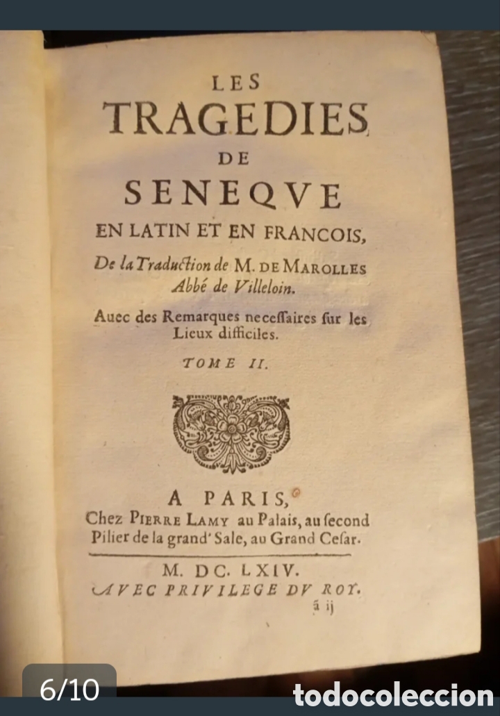 Libros antiguos: 1664 Tragedias de S&eacute;neca. 2 tomos. Completo - Foto 6