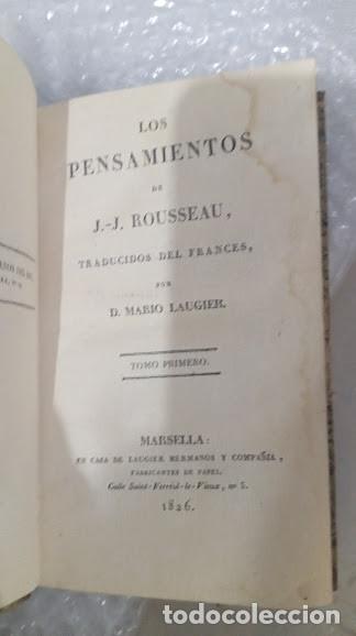 Libros antiguos: Pensamientos de Rousseau Tomo I