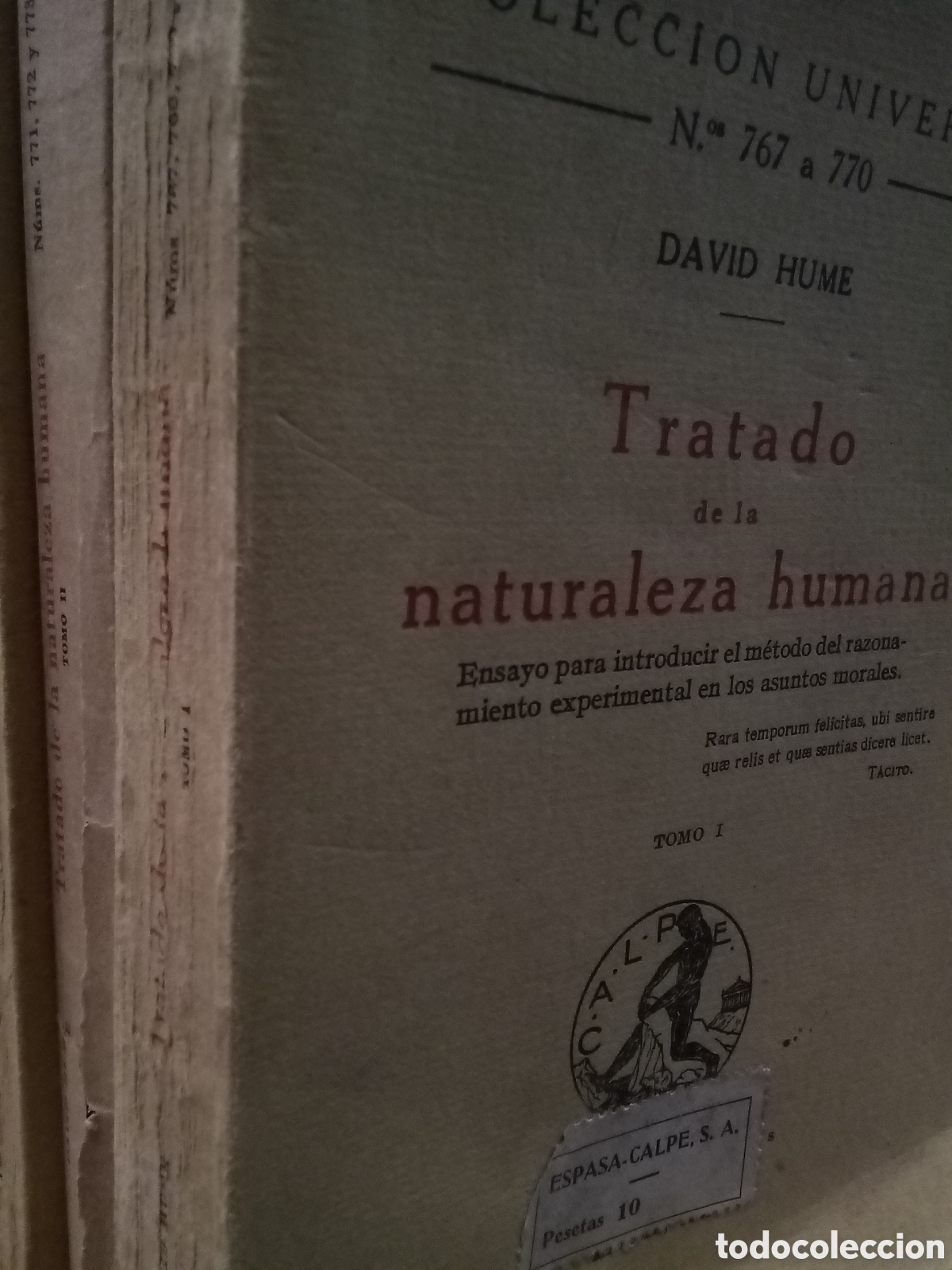 Libros antiguos: David Hume. Tratado de la naturaleza humana. 3 Vols.