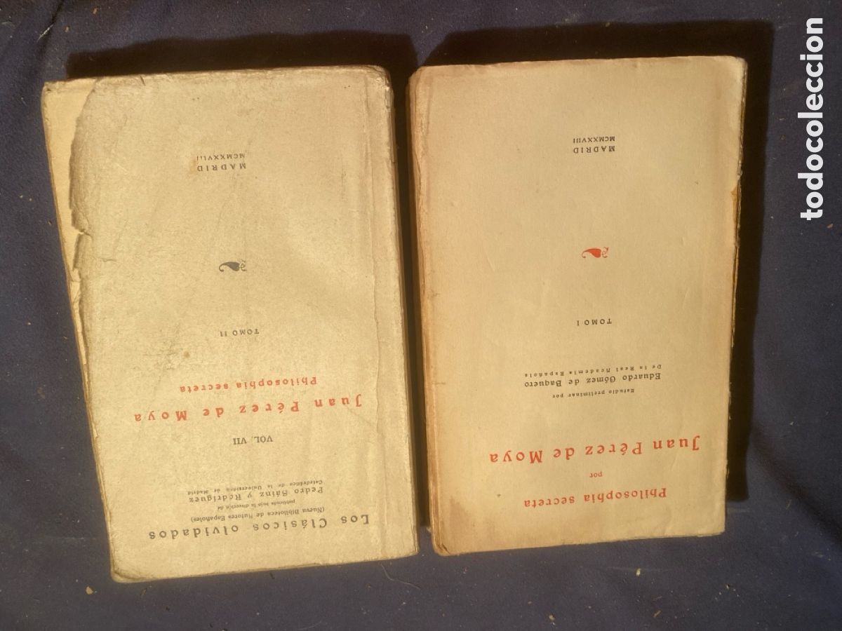 Libros antiguos: JUAN P&Eacute;REZ DE MOYA: - PHILOSOPHIA SECRETA (2 VOL.) - (1928)