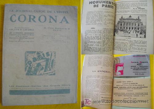 Libros antiguos: GU&Iacute;A DEL HOTEL CORONA. 1930.