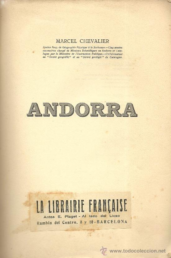 Libros antiguos: Andorra / Marcel Chevalier - 1925 - Foto 2