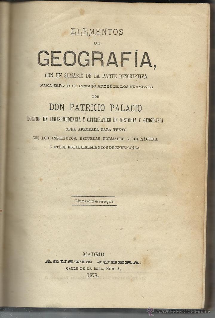 Libros antiguos: ELEMENTOS DE GEOGRAF&Iacute;A - Foto 3