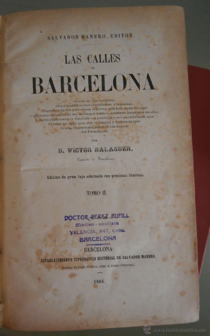 Las Calles De Barcelona. Victor Balaguer. 2 Tom - Comprar Libros ...