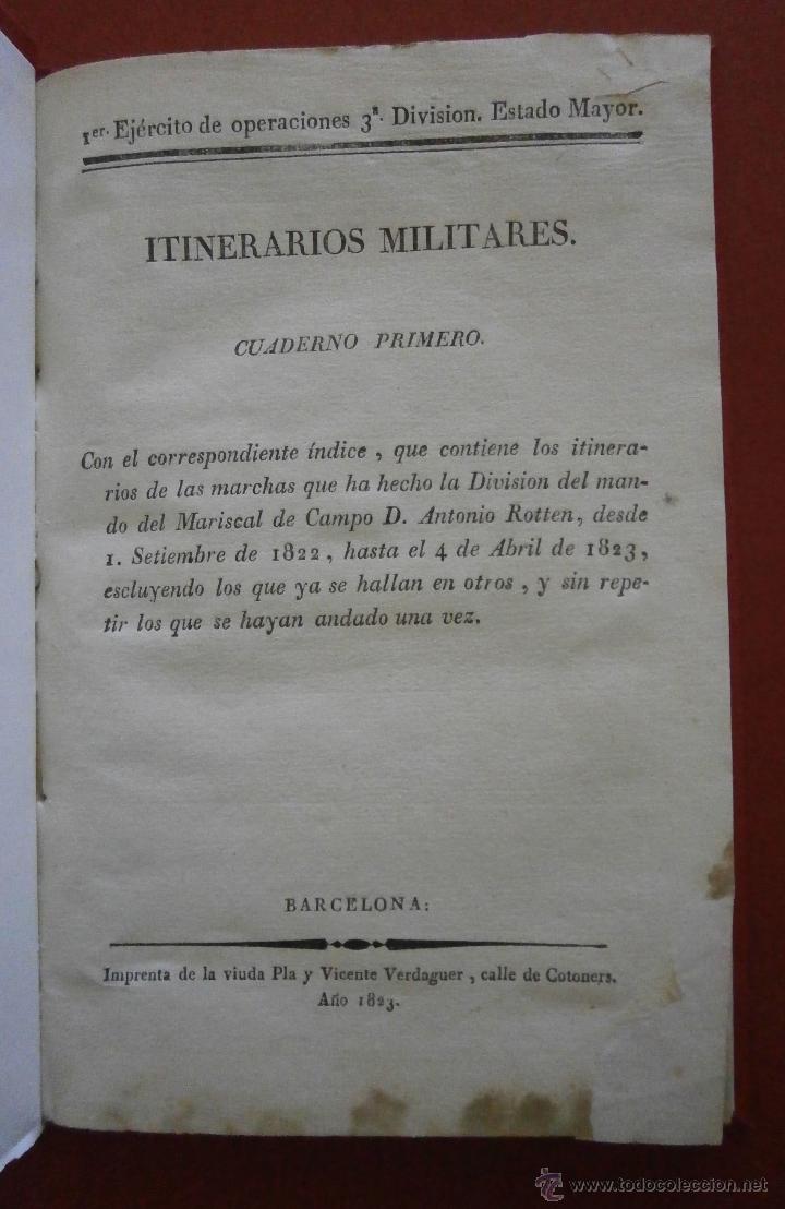 Antiquarische B&uuml;cher: Itinerarios militares. Cuaderno Primero. 1er. Ejercito de operaciones. 3&ordf; Divisi&oacute;n. Estado Mayor.