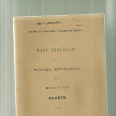 Libros antiguos: 3362.- ALGETE-MADRID-MAPA GEOLOGICO DE ESPAÑA-EXPLICACION DE LA HOJA 535. Lote 54179885