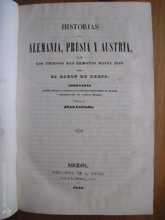 Libri antichi: Historias de Alemania, Prusia y Austria. Baron de Korff