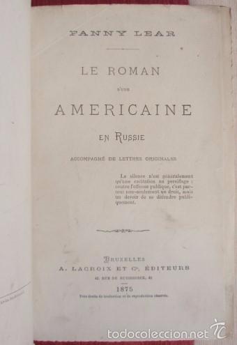 Old books: Le Roman d'une Am&eacute;ricaine en Russie - LEAR, Fanny (BLACKFORD, Harriet Clarissima Ely) 1875