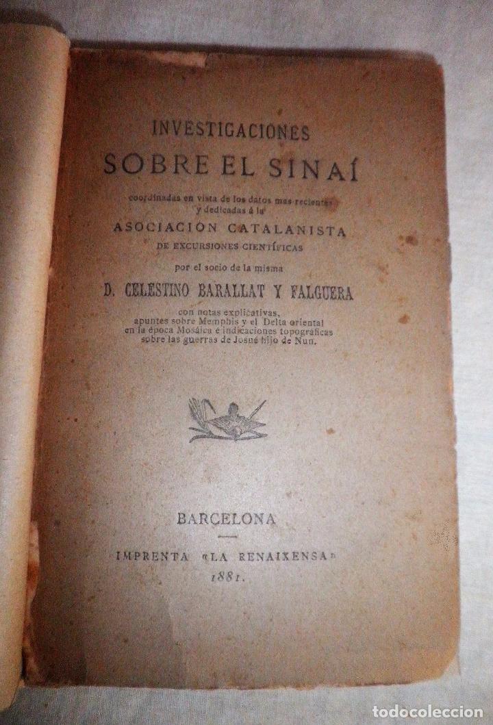 Libros antiguos: INVESTIGACIONES SOBRE EL SINA&Iacute; - A&Ntilde;O 1881 - BARALLAT&middot;ASOCIACION CATALANISTA.