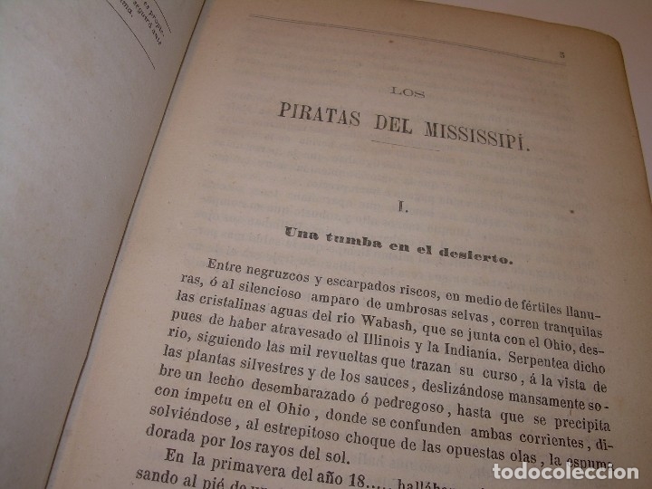 Libros antiguos: LIBRO TAPAS DE PIEL...LOS PIRATAS DEL MISSISSIPI...AÑO 1860 - Foto 6 - 121997235