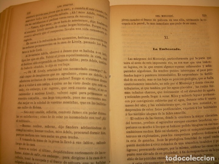 Libros antiguos: LIBRO TAPAS DE PIEL...LOS PIRATAS DEL MISSISSIPI...AÑO 1860 - Foto 8 - 121997235
