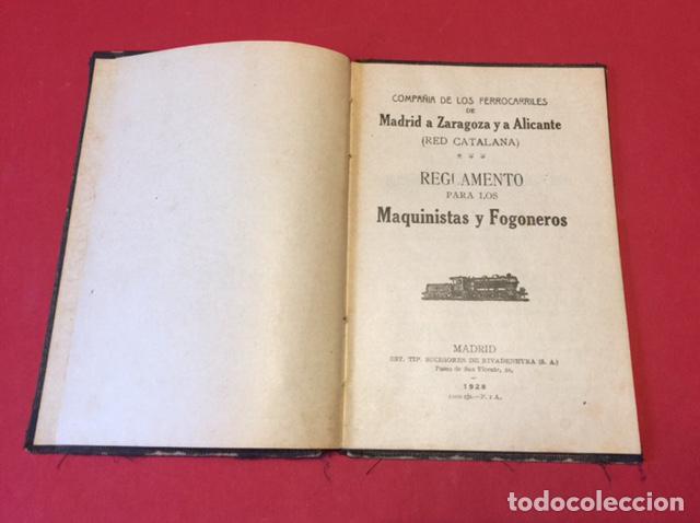 Libri antichi: Reglamento para los maquinistas y fogoneros de la red catalana. Ferrcarriles Madrid Zaragoza 1928