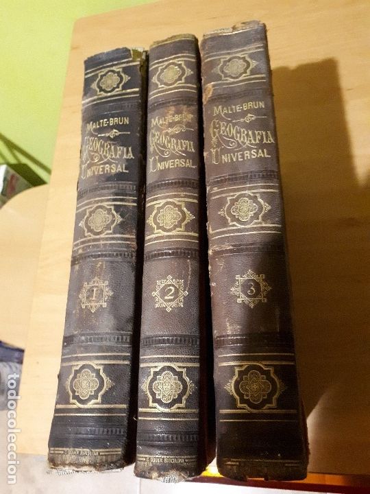 Libros antiguos: Colecci&oacute;n completa de la Geograf&iacute;a Universal de Malte -Brun, Montaner y Sim&oacute;n 1875.