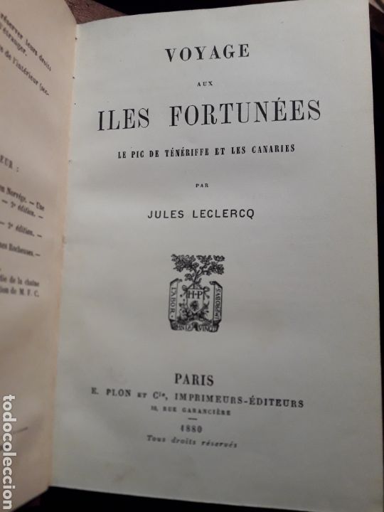 Antiquarische B&uuml;cher: VOYAGE AUX ILES FORTUNEES. PIC TENERIFE.TEIDE. JULES LECLERCQ.VIAJE A LAS ISLAS CANARIAS.1&ordf;ED.1880