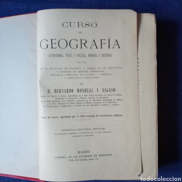 Libros antiguos: CURSO DE GEOGRAF&Iacute;A - BERNARDO MONREAL Y ASCASO - - Foto 4