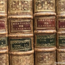 Libros antiguos: L’ HISTOIRE DE L’AMÉRIQUE, 4 TOMOS. M. ROBERTSON. GRANDES GRABADOS DESPLEGABLES.. Lote 207086136