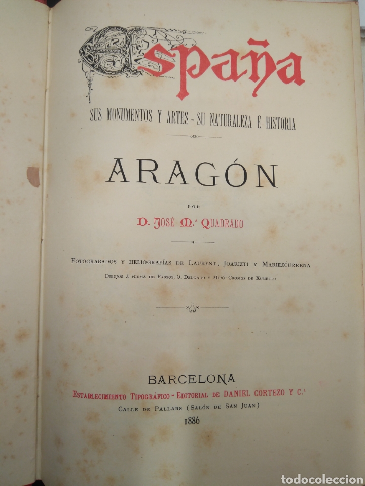 Libros antiguos: QUADRADO JOS&Eacute; M&deg;ARAG&Oacute;N