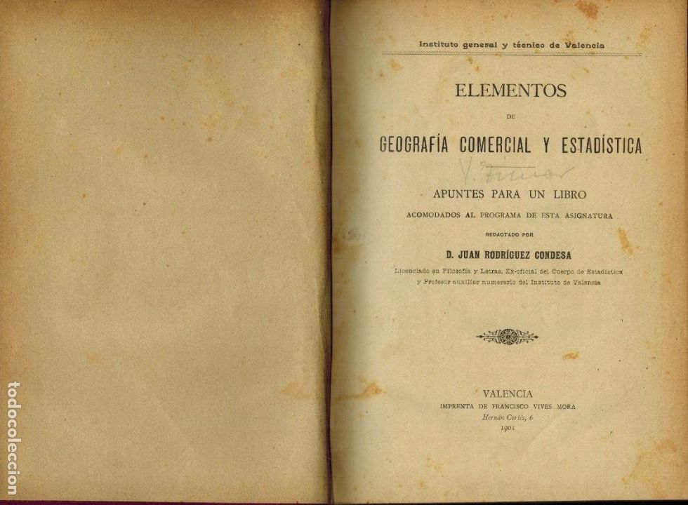 Libros antiguos: ELEMENTOS DE GEOGRAF&Iacute;A COMERCIAL Y ESTAD&Iacute;STICA - Foto 1