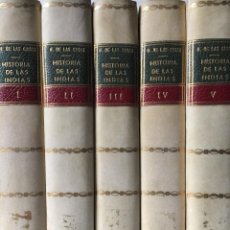 Libros antiguos: HISTORIA DE LAS INDIAS, 1875 - 1876, FRAY BARTOLOMÉ DE LAS CASAS, 5 VOL, IMP. MIGUEL GINESTA, MADRID