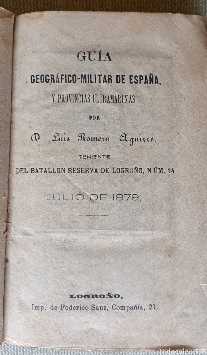 Libri antichi: Gu&iacute;a Geogr&aacute;fica Militar de Espa&ntilde;a 1879