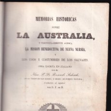 Libros antiguos: ROSENDO SALVADO: MEMORIAS HISTÓRICAS DE LA AUSTRALIA. 1853. TUY, PONTEVEDRA. Lote 295999178