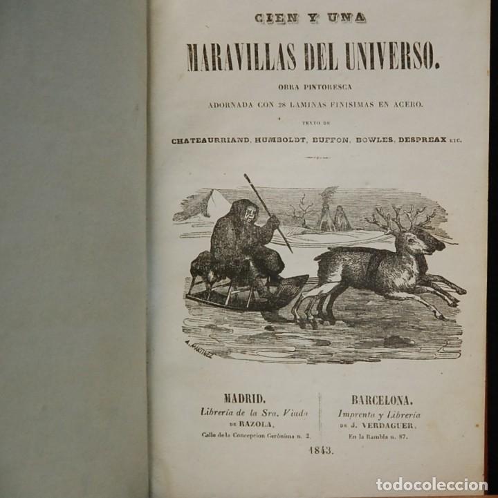 Libros antiguos: CIEN Y UNA MARAVILLA DEL UNIVERSO. 1843. CON GRABADOS