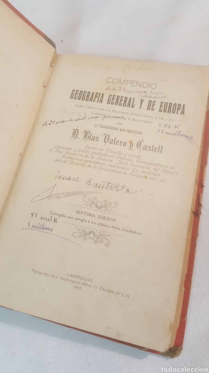 Libros antiguos: LIBRO S.XX, 1913 GEOGRAF&Iacute;A GENERAL Y DE EUROPA POR D.BLAS VALERO Y CASTELL