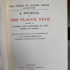 Libros antiguos: THE WORKS OF DEFOE, JOURNAL OF THE PLAGUE YEAR (PLAST 3)