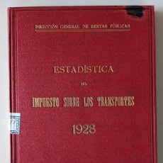 Libros antiguos: 1928 ESTADISTICA IMPUESTOS SOBRE LOS TRANSPORTES DE VIAJEROS Y MERCANCIAS FERROCARRIL - BARCOS