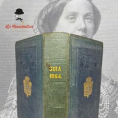 Libros antiguos: GUÍA DE FORASTEROS PARA EL AÑO 1864. GRABADO FRONTISPICIO ISABEL II. MADRID. MAPA DESPLEGABLE.
