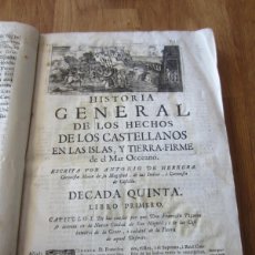 Libros antiguos: 1730-HISTORIA GENERAL DE LOS HECHOS DE LOS CASTELLANOS.ANTONIO DE HERRERA.DÉCADA V. ORIGINAL