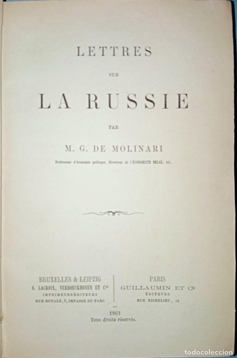 Libros antiguos: LETTRES SUR LA RUSSIE - Foto 2