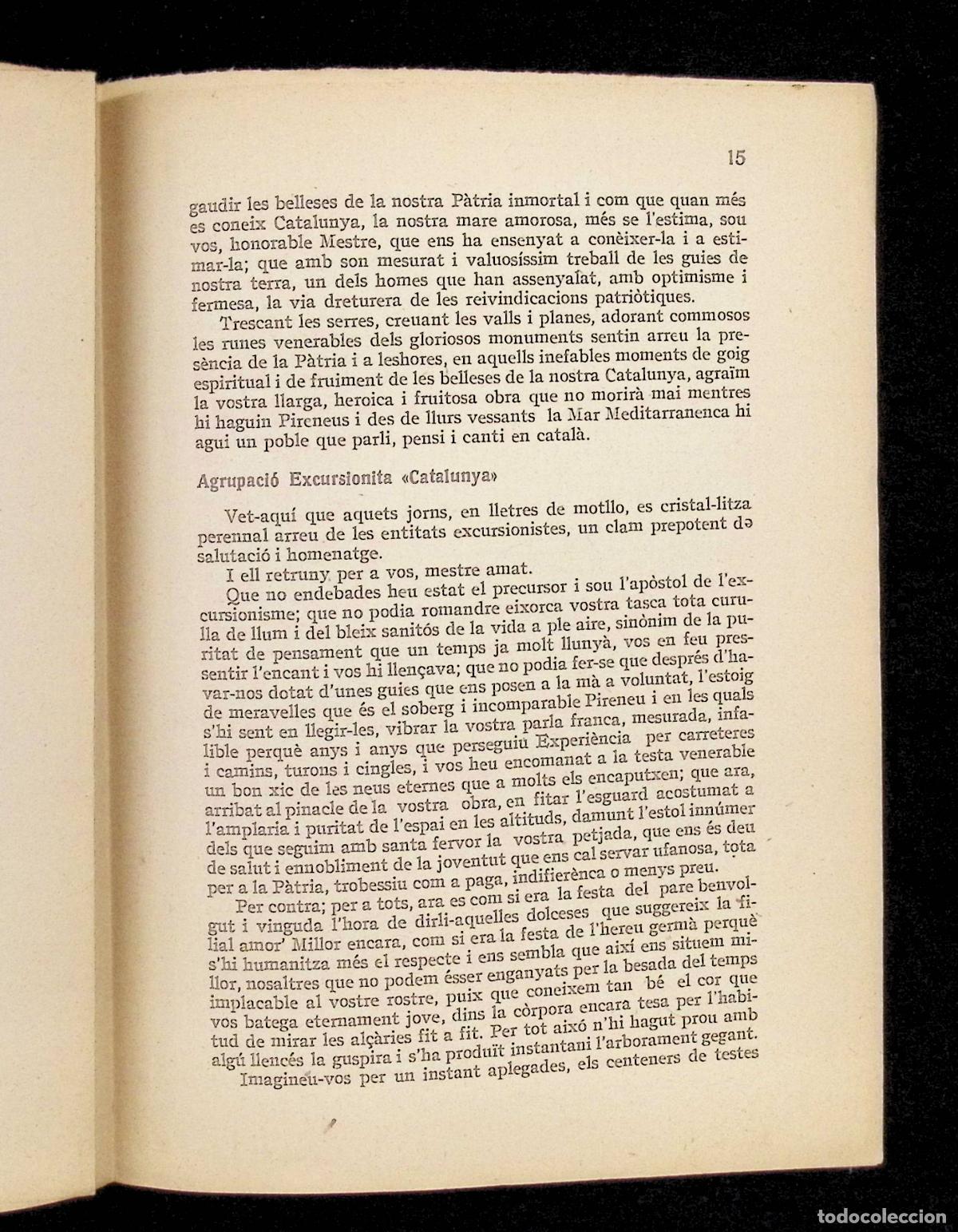 Libros antiguos: LEXCURSIONISME CATAL&Agrave; A EN CESAR AUGUST TORRAS. Barcelona, 1923. - Foto 4