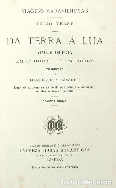 Libros antiguos: VERNE. (Jules) - DA TERRA &Aacute; LUA e &Aacute; RODA DA LUA. [2 VOLS.] - Foto 1