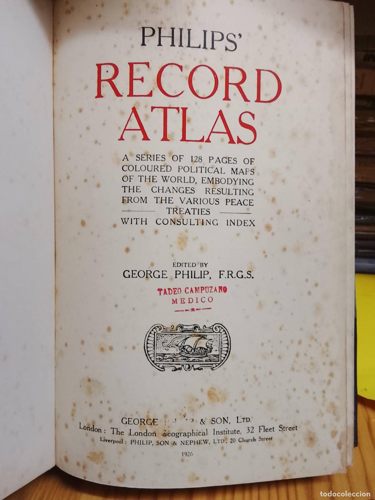 Libros antiguos: PHILIPS RECORD ATLAS 1926 - Foto 2