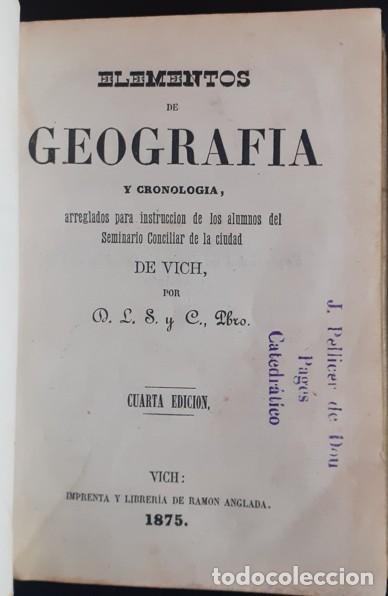 Antiquarische B&uuml;cher: Elementos de Geografia y Cronologia - D.L.S. Y C. Pbro. - 1875