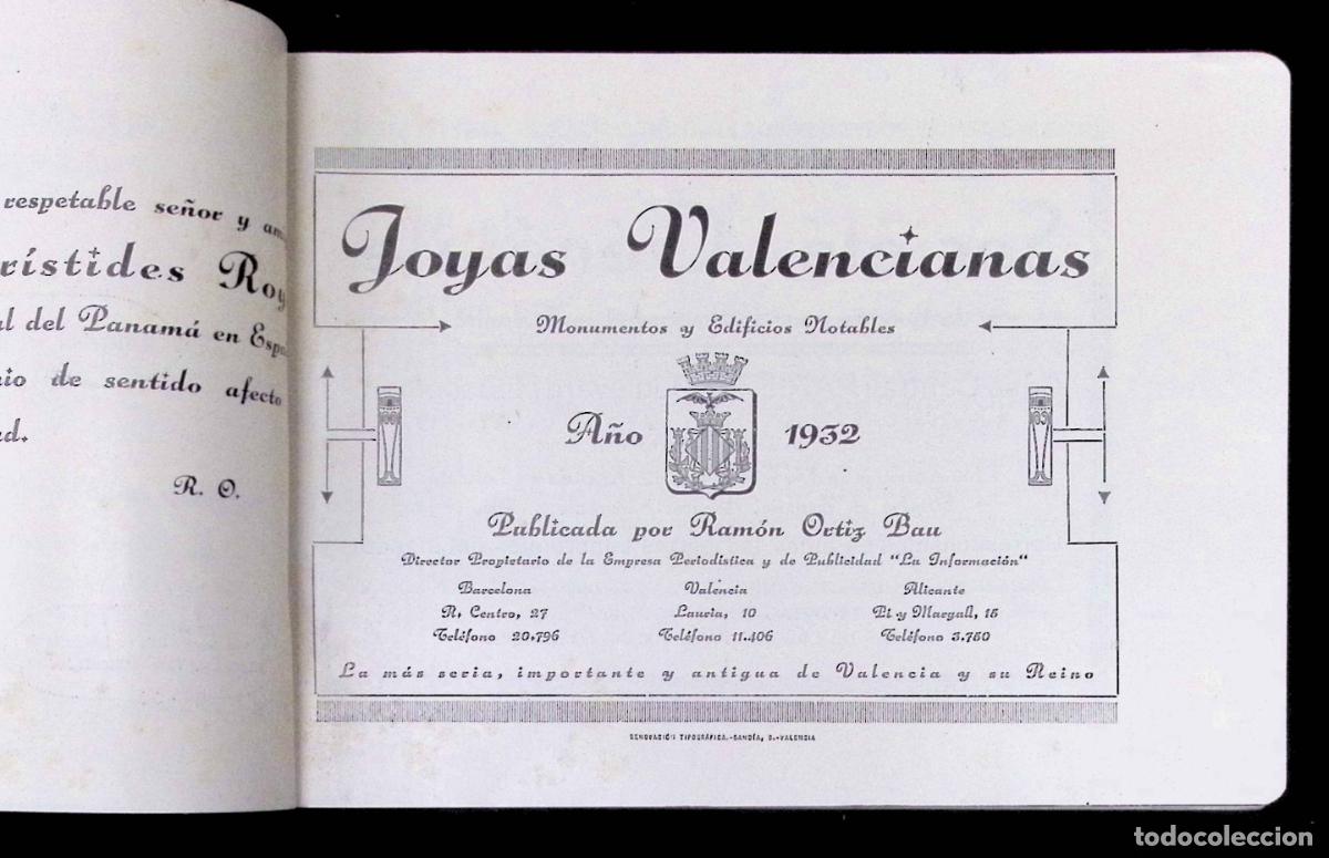 Libros antiguos: JOYAS VALENCIANAS. MONUMENTOS Y EDIFICIOS NOTABLES. 1932 - Foto 2