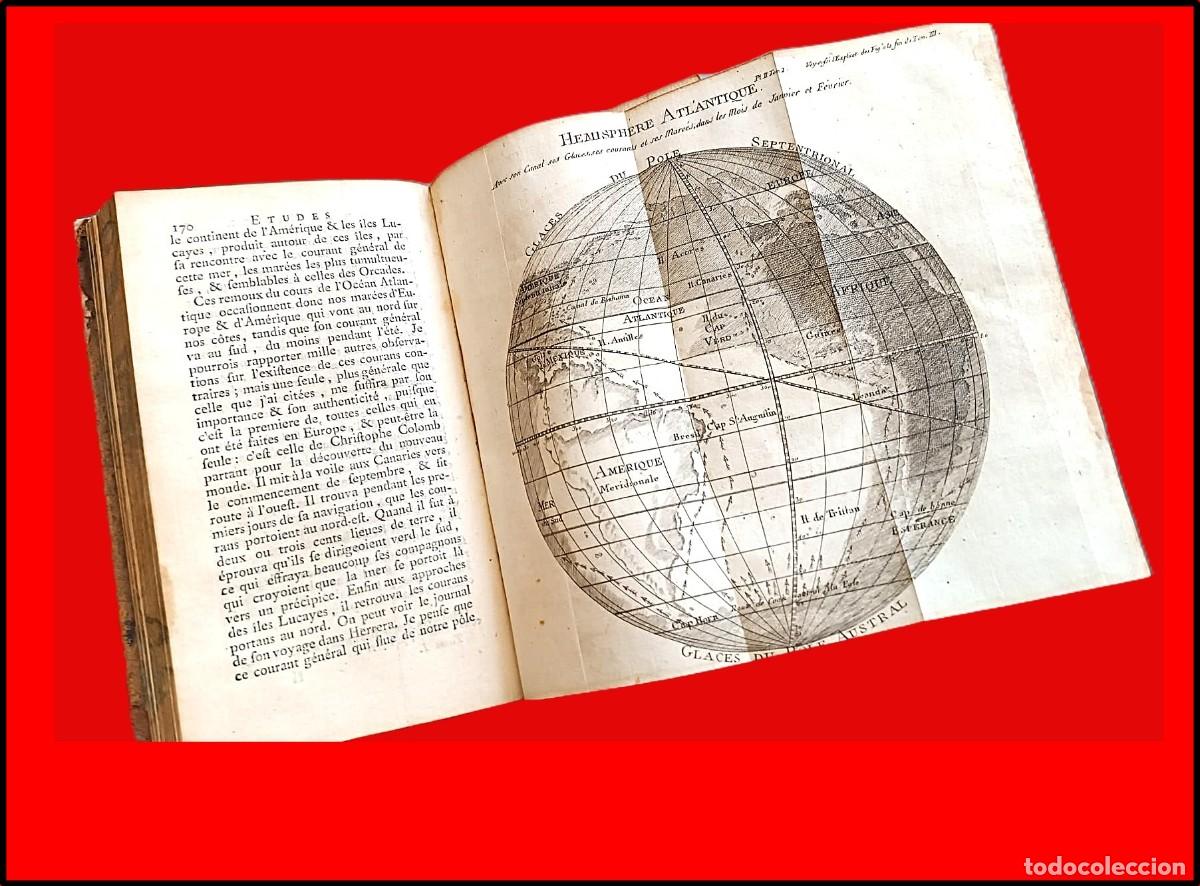 Libros antiguos: A&ntilde;o 1787: Libro del siglo XVIII con mapamundi desplegable.
