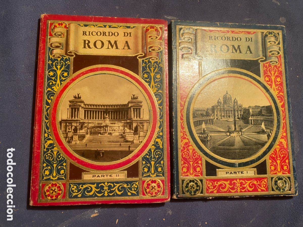 Libros antiguos: - RICORDO DI ROMA (PARTE I y PARTE II) - (LIBROS CON 32 + 32 POSTALES)