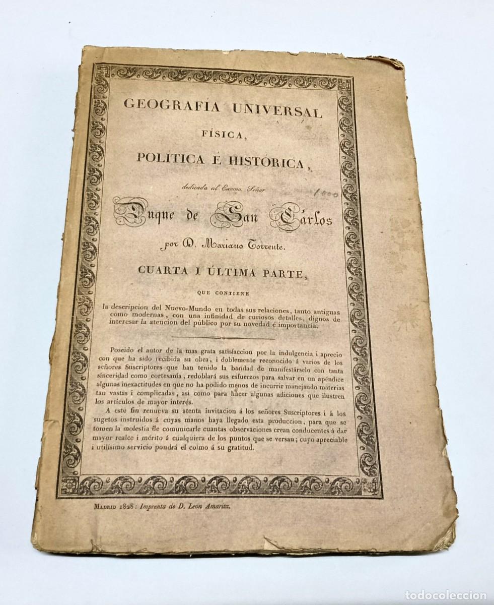 Old books: TORRENTE, Mariano. Geograf&iacute;a Universal, F&iacute;sica, Pol&iacute;tica e Hist&oacute;rica. T. II. Cuarta i &uacute;ltima... 1829