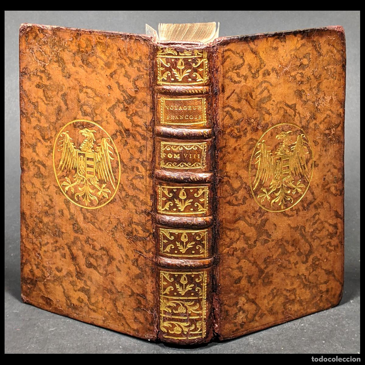Old books: A&ntilde;o 1768 Viaje a Laponia Islandia y Groenlandia Aurora boreal Superlibris her&aacute;ldico