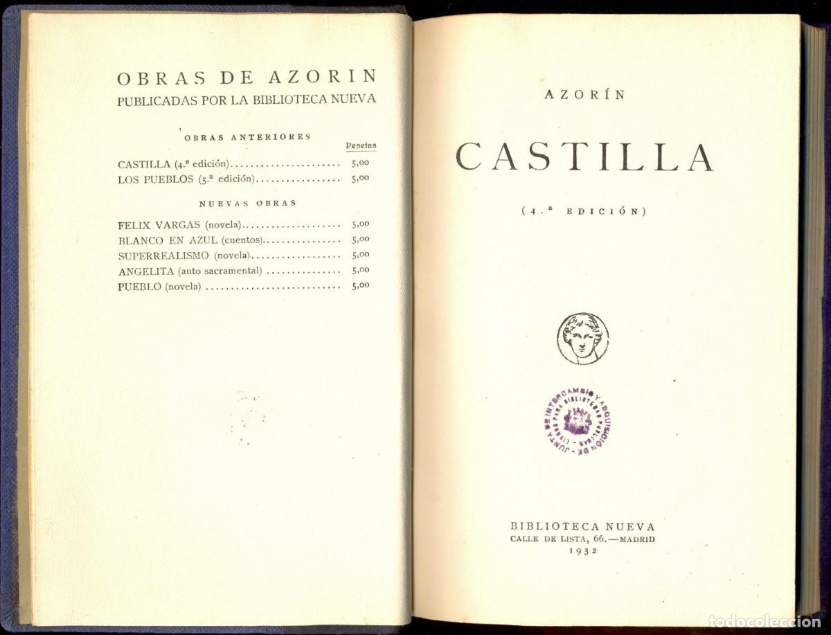 Libros antiguos: AZOR&Iacute;N - CASTILLA - A&Ntilde;O 1932 - Foto 2
