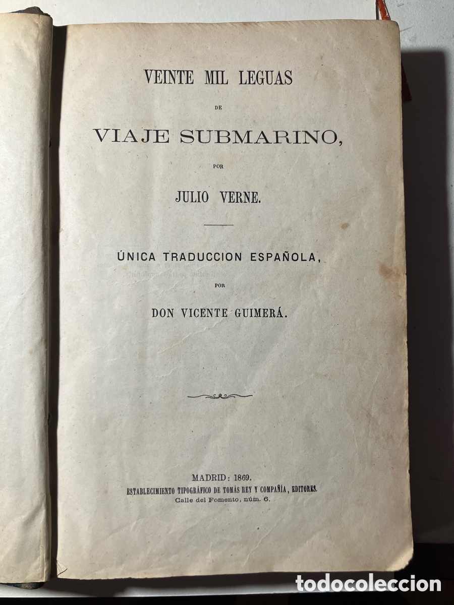 Libros antiguos: Jules Verne, Julio. Veinte mil leguas de viaje submarino. Edici&oacute;n principe universal