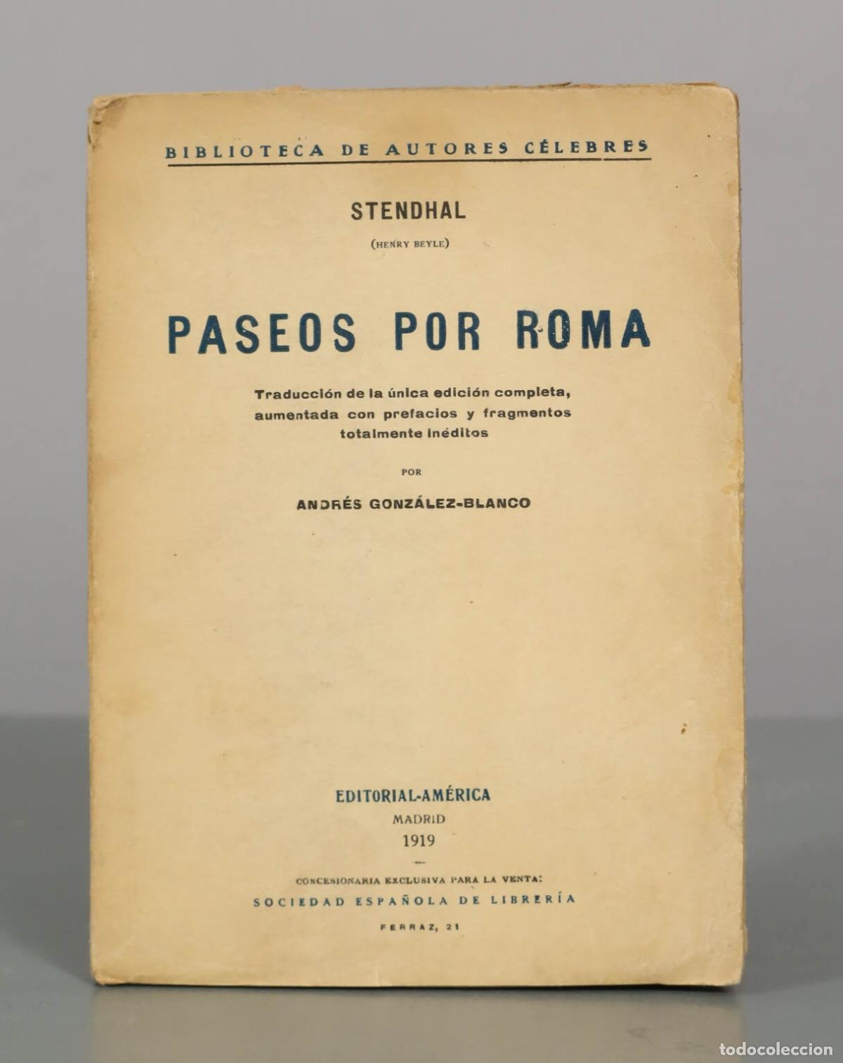 Livros antigos: Paseos por Roma - Stendhal - Editorial-Am&eacute;rica